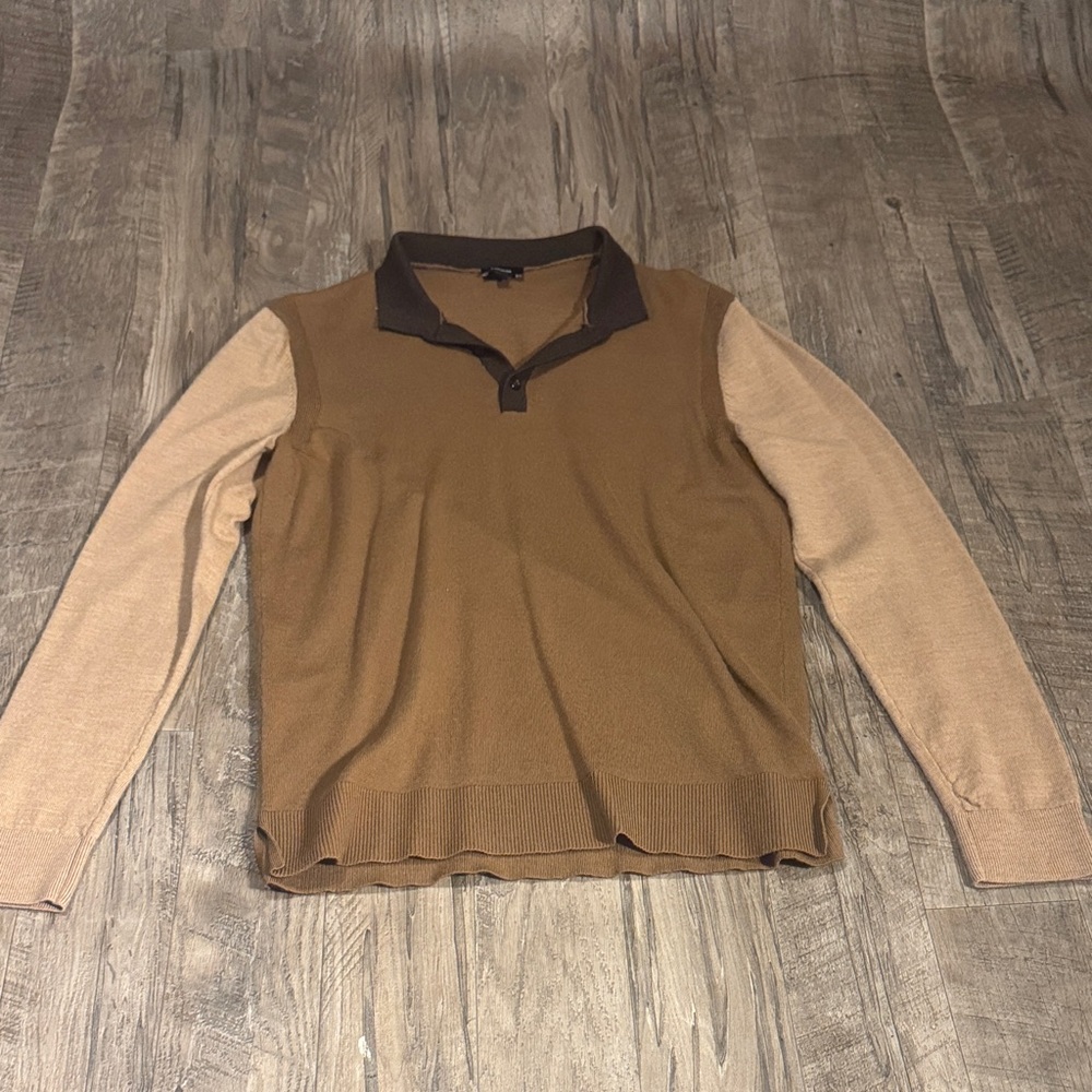 Express Men’s 100% Merino Wool Sweater in Brown and Tan - Size M